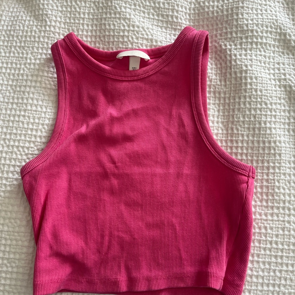 H&M Pink Ribbed Crop Top